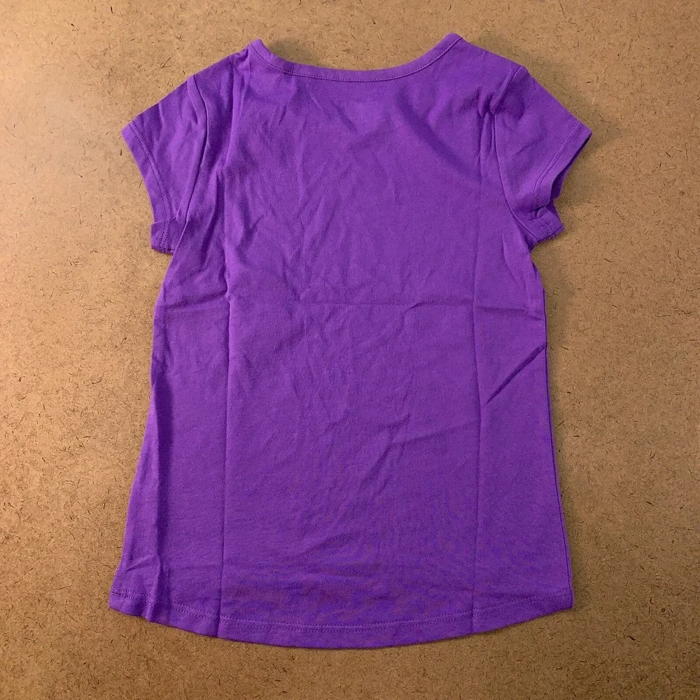 The Children's Place Girls Size Small 5/6 Purple White Basic Layering Tees NWT